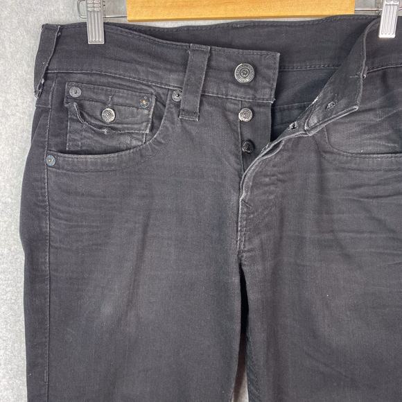 True Religion Mens 31 Black Zach Slim Straight Jeans - Picture 4 of 10